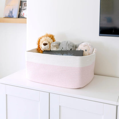 NaturalCozy Storage Baskets 16.8”x13”x7.6” Cotton Rope Woven Baskets for Organizing 3-Pack | Toy Storage Bins | Basket for Shelves, Laundry, Blanket, Clothes, Closet, Kitchen, Bathroom, Gifts
