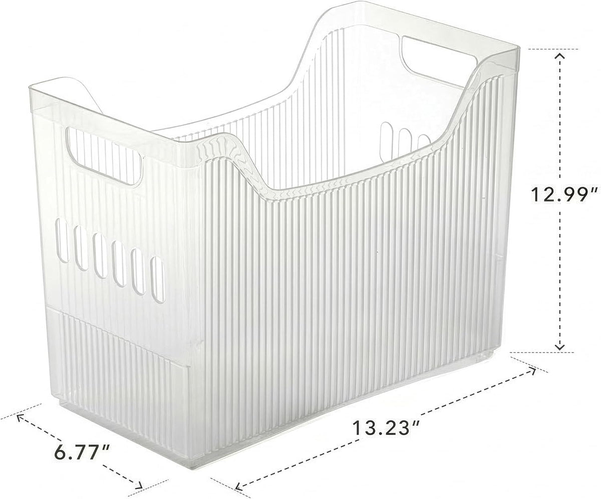 BINO | Plastic Storage Bins, Narrow - 2 Pack | THE CANYON COLLECTION | Clear Storage Bins for Organization | Clear Containers for Pantry | Fridge & Freezer Organizer Bin | Cabinet & Pantry Organizers