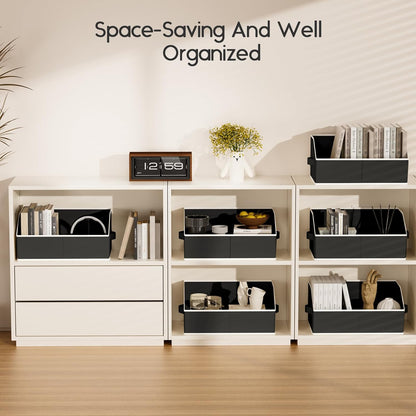 Homsorout Large Closet Organizers and Storage Bins - Trapezoid Storage Baskets for Shelves, Foldable Fabric Baskets with Handles Ideal for Closet, Basket, Wardrobe and Shelf Storage, Beige