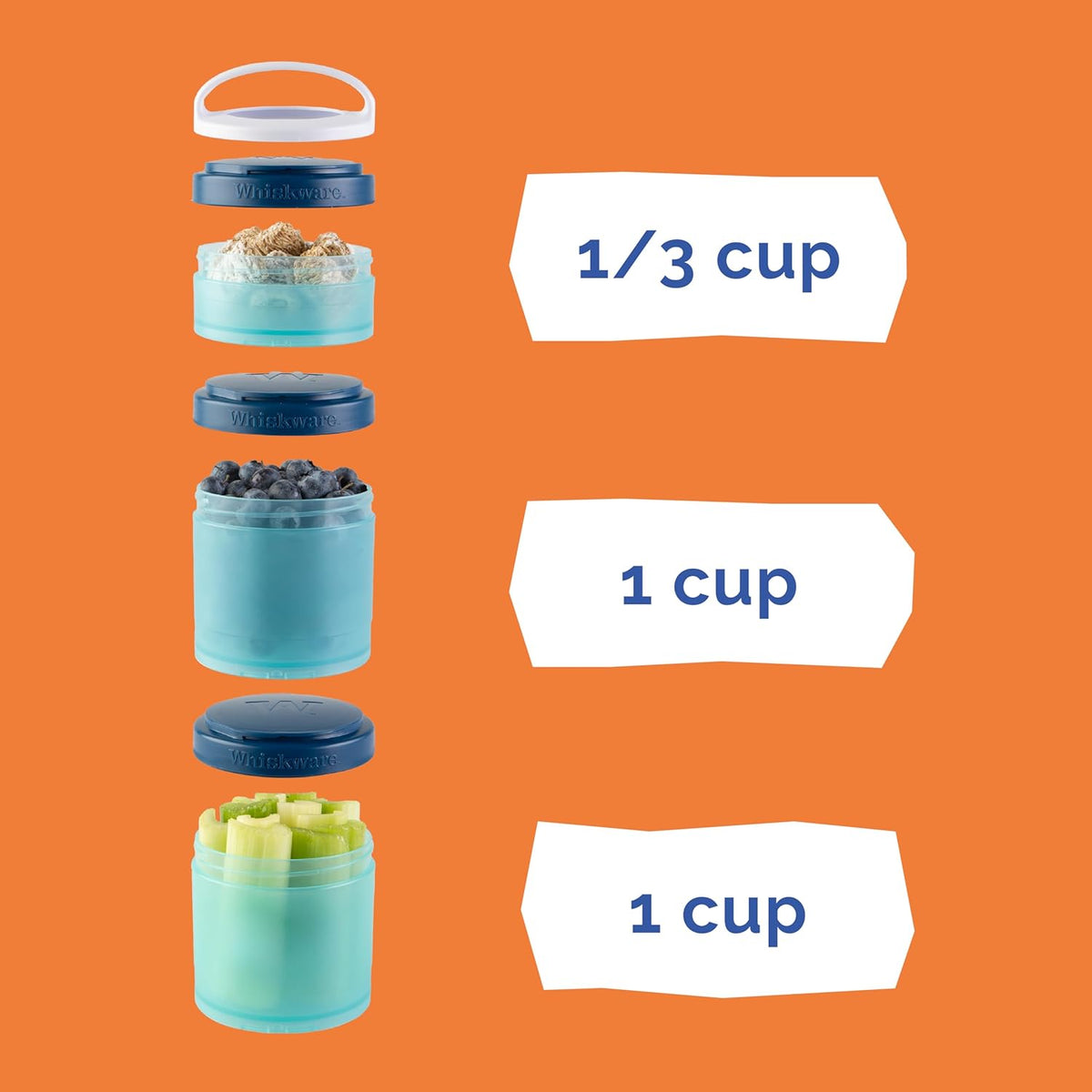 Whiskware Bluey Stackable Snack Containers for Babies, Toddlers, and Kids, 3 Stackable Snack Cups for School and Travel, Cupholder Friendly, Bluey and Bingo! Let’s Do This!