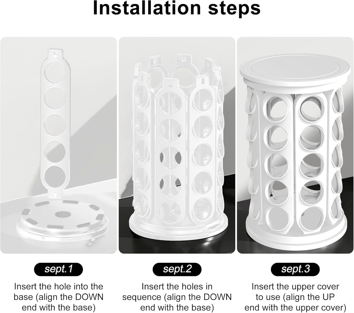 CEHNCEH K Cup Holder, Coffee Pods Holder Storage Organizer Stand Carousel Compatible with 40 Keurig K-Cup Pods, Home or Office Kitchen Counter (Black)