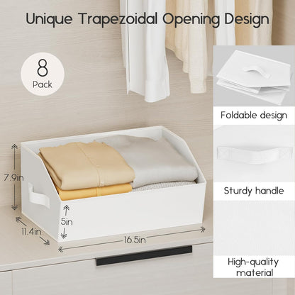 Homsorout Large Closet Organizers and Storage Bins - Trapezoid Storage Baskets for Shelves, Foldable Fabric Baskets with Handles Ideal for Closet, Basket, Wardrobe and Shelf Storage, Beige