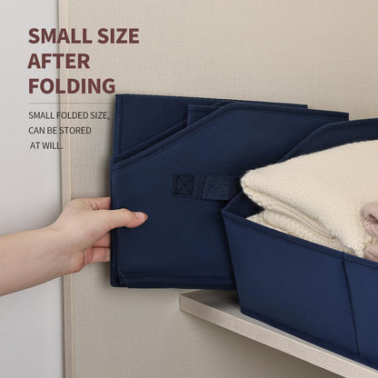 Homsorout Closet Organizers Bins 6 Packs - Large Closet Shelf Organizer with Handles, Fabric Trapezoid Storage Bins, Collapsible Storage Cubes for Clothes, Towels, Light Gray