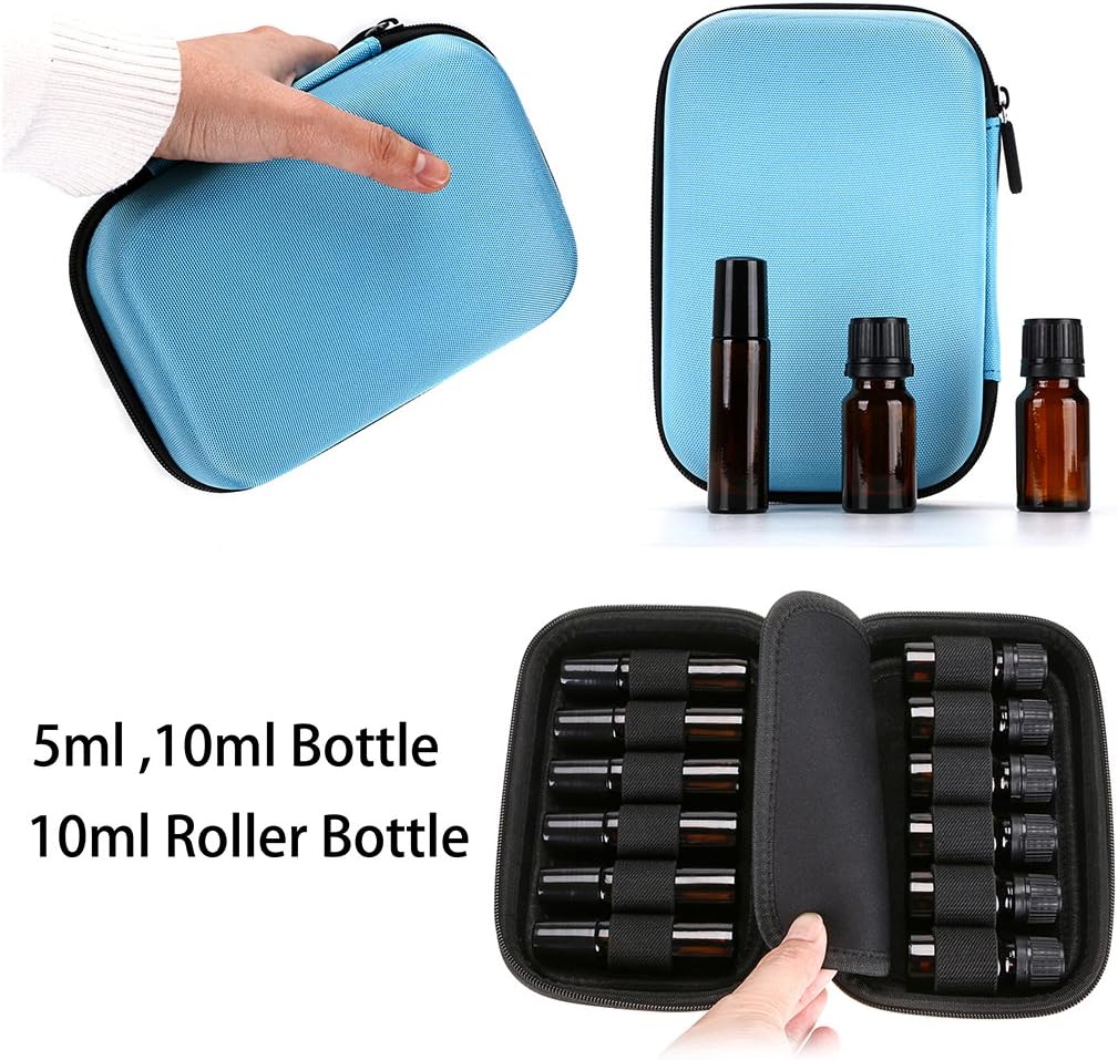 Hipiwe Hard Shell Essential Oil Carrying Case Holds 12 Bottles (Can hold 5ml, 10ml, &10ml Rollers) Travel Size Essential Oils Bag Organizer Perfect for Essential Oils Bottle (Purple)