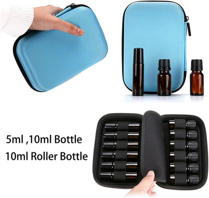 Hipiwe Hard Shell Essential Oil Carrying Case Holds 12 Bottles (Can hold 5ml, 10ml, &10ml Rollers) Travel Size Essential Oils Bag Organizer Perfect for Essential Oils Bottle (Purple)