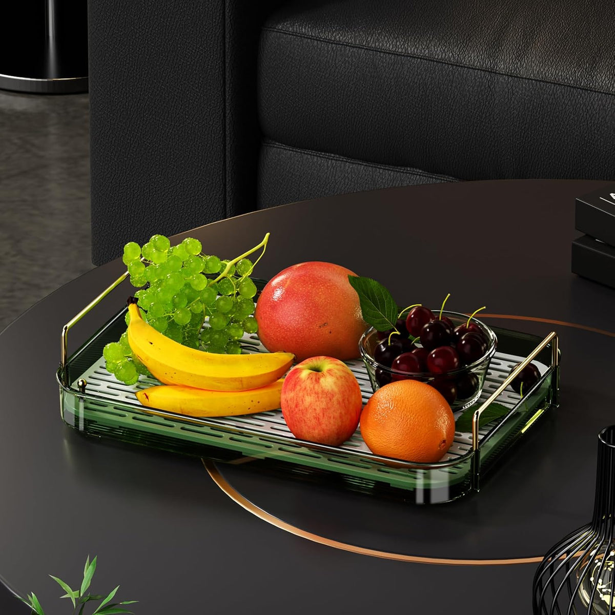Seoneiro Whiskey Tray, Glass Cup Rack, Mug Holder, Coffee Cup Organizer, Bathroom Countertop Organizer with Drain Board Wine Glass Decorative, Food Tray, Kitchen Spice Rack