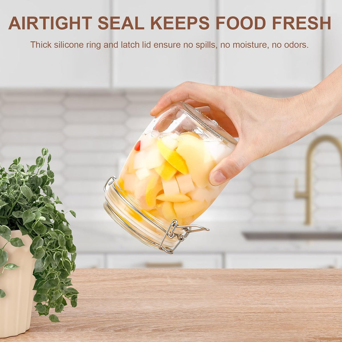 17oz Airtight Glass Jars, 6 Pack Clamp Lid Canisters, Small Food Storage Containers for Spices, Nuts, Snacks, Canning Jar for Jams & Pickling, Pantry Organization