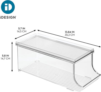 iDesign Soda Can Organizer with Lid for Pantry or Refrigerator - Set of 2 - Clear - Made in USA