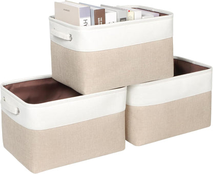 Foldable Storage Bin Collapsible Basket 12" x 10" x 9.5" Cube Storage Organizer Bins with Dual Carry Handles for Home Closet Shelves Drawers Organizer, Set of 3, Grey