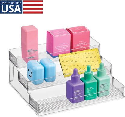 iDesign 3-Tier Spice Rack Organizer for Cabinets, Pantry or Countertop, Set of 2, Clear, Made in USA