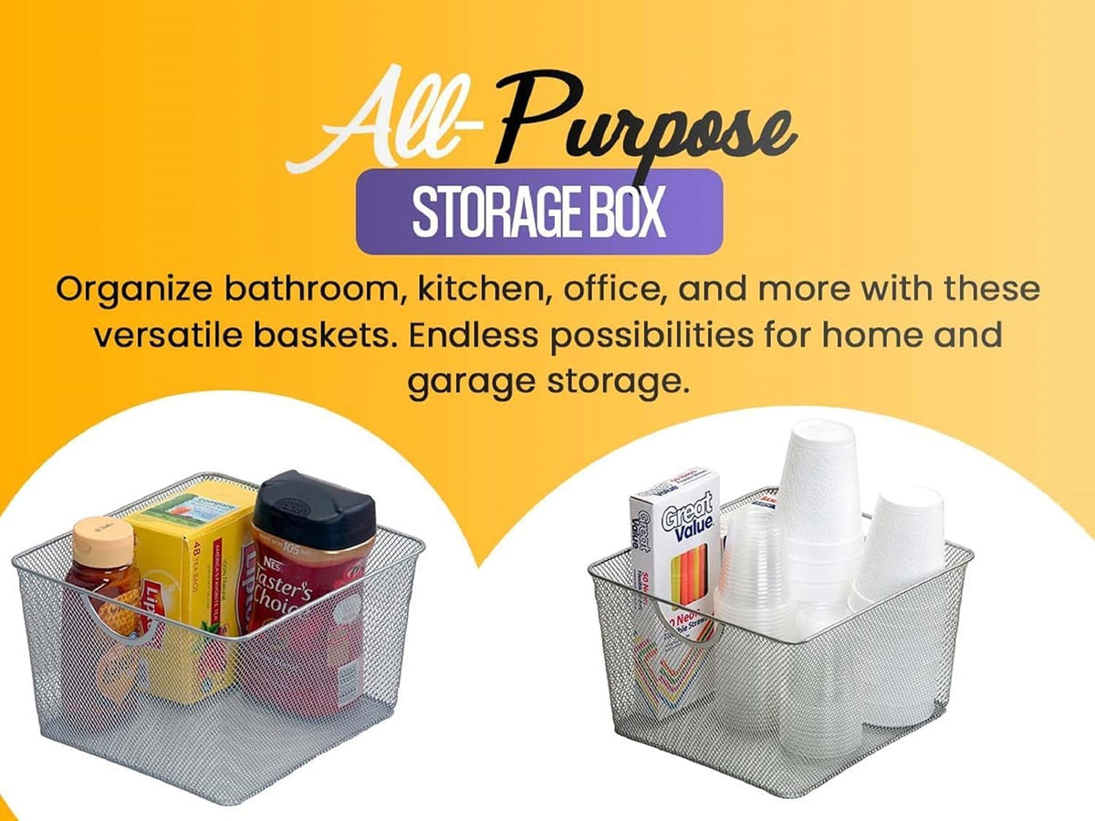YBM HOME Kitchen Pantry Organizer Wire Baskets for Shelves, Cabinets, Pantry, Countertop, Mesh Open Storage Bin Metal Basket for Organizing Food Supplies, 3 Pack, 12.1x7.8x5.8