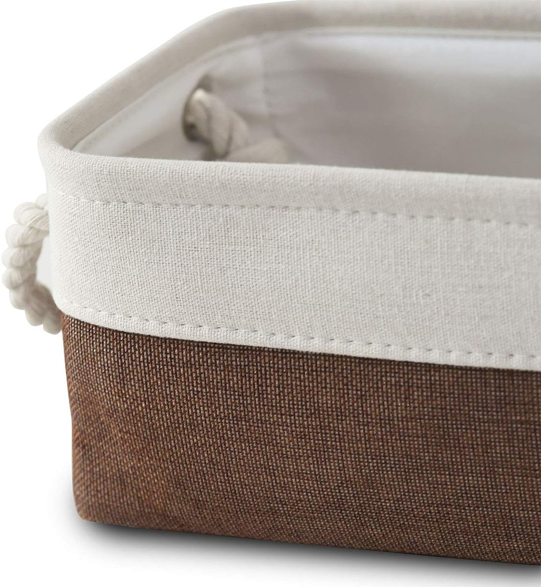 Fabric Storage Bins 12x8x5 inch [6-Pack] with Rope Handles - Decorative Baskets for Organizing