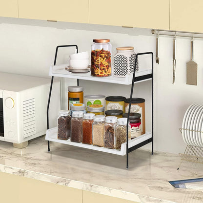 Coffee Bar Accessories and Organizer Countertop, Coffee Station Organizer Kitchen Counter Shelf Organizer,Coffee Condiment Storage,Cup Lid Holder Countertop Shelf for Bathroom (White)