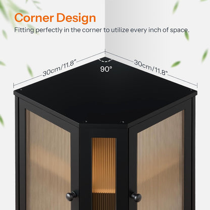 HOOBRO Bamboo Bread Box, Kitchen Countertop Corner Bread Box, Large Capacity 2-Tier Bread Container, Bread Storage Container with Dual Rippled Acrylic Doors, for Kitchen Food Storage, Natural YL12MB01