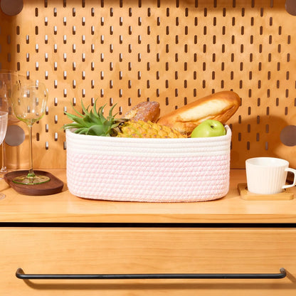MiniArk Small Storage Baskets for Organizing | Closet Organizer Bins | Shelf Toy Basket | Woven Rope Baskets | Cube Decorative Box | Shallow Basket | L11.5xW7.5xH4.7| Brown