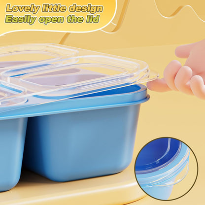 Canfanni 6 Pcs Snack Box Container Set, Reusable 3&4 Compartment Meal Prep Snack Containers for Adults Kids Toddler, BPA-Free Divided Lunchable Container for School, Work and Travel (5 Color)