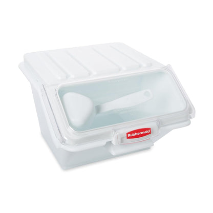 Rubbermaid Commercial Products ProSave Shelf Food Ingredient Bin with Scoop 40-Cup White Kitchen Food Storage Sugar/Grains/Rice/Baking Supplies