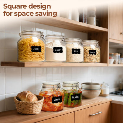 ComSaf 3-Pack 68oz 13-Inch Tall Glass Pasta Containers for Spaghetti & Long Pasta, Slender Airtight Canisters for Vertical Pantry Organization, Food Storage Jars for Linguine & Breadsticks