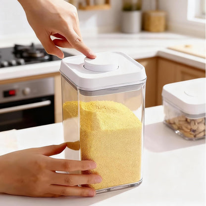 Pop Airtight Food Storage Containers with Lids, Push Button Seal BPA-Free for Kitchen Pantry Organization, 0.65Qt/0.7Qt/1.8Qt for Cereal, Flour, Sugar, Snacks Dry Food Storage