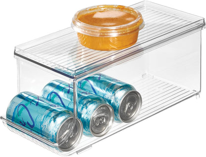 iDesign Soda Can Organizer with Lid for Pantry or Refrigerator - Set of 2 - Clear - Made in USA