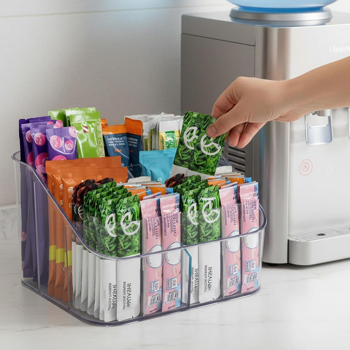 Drink Packet Organizer for Powdered Drink Mix,Powder Packet,Water Flavor Packet,Wooden Water Flavor Packet Organization Container for Kitchen Cabinet, Pantry,Office, Snack Bar Organizer-Small