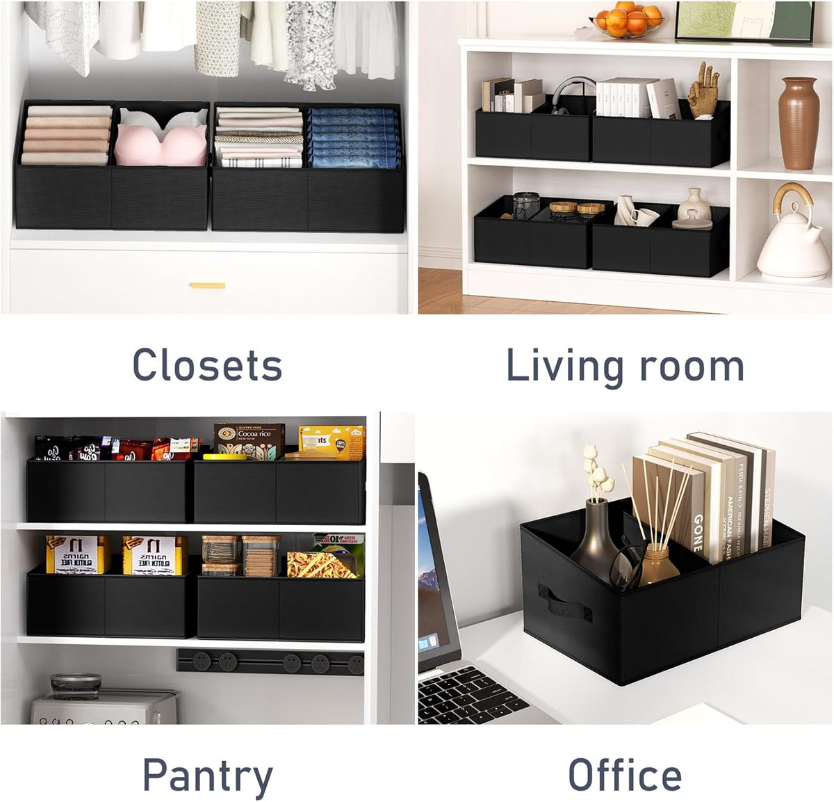 DIMJ Closet Storage Bins - Fabric Storage Baskets for Shelves, Collapsible Closet Organizers and Storage with Handles, Trapezoid Shelf Organization Storage Cubes for Purse, Toys, Books, Towel, Socks