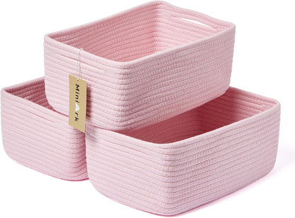 MiniArk Small Storage Baskets for Organizing | Closet Organizer Bins | Shelf Toy Basket | Woven Rope Baskets | Cube Decorative Box | Shallow Basket | L11.5xW7.5xH4.7| Brown