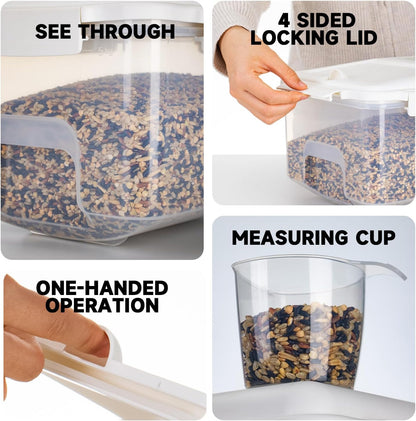 LivLab Mker Rice Storage Container -10Lbs/1.3Gal/6KG Rice Container Airtight Grain Dispenser Kitchen Pantry Organizer with Measuring Cup, BPA-Free, Clear Design for Dry Food