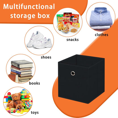 Black Foldable Storage Cubes Bins ,11 Inch Cloth Storage Cube Fabric Storage Box Cubes Organizer Baskets with Handles for Home Organizer Set of 3 (Black)