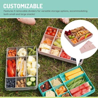 melii Snackle Box |12-Compartment Snack Container with Removable Dividers, BPA-Free Food Storage for Travel, School & On-the-Go Snacks, Kids & Family Organizer (Grey)