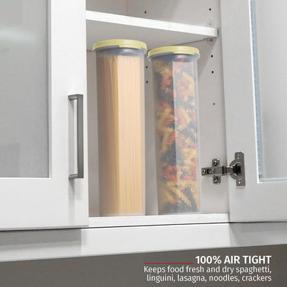 Tall Clear Spaghetti Pasta Container Storage With Lid.Multi-Purpose Kitchen Pantry Organization And Food Storage For Noodles Beans Straws - Airtight Leakproof Spaghetti Keeper BPA Free 37 oz.