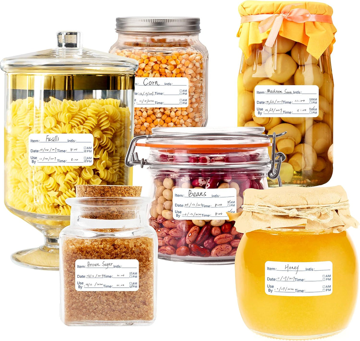 300 Removable Food Labels, Water/Oil/Tear Resistant Freezer Pantry Labels with Perforation Line No Residue Left for Food Containers Jars Kitchen Restaurant Storage Organization