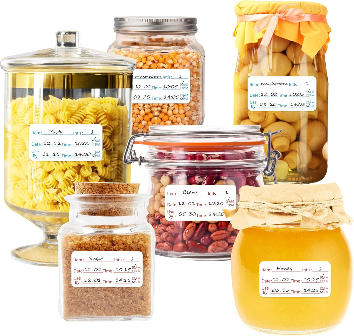 300 Removable Food Labels, Water/Oil/Tear Resistant Freezer Pantry Labels with Perforation Line No Residue Left for Food Containers Jars Kitchen Restaurant Storage Organization