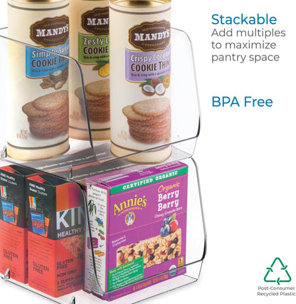 iDesign Linus Stacking Organizer Bins for Kitchen, Pantry, Office, Bathroom, Extra Large-Clear