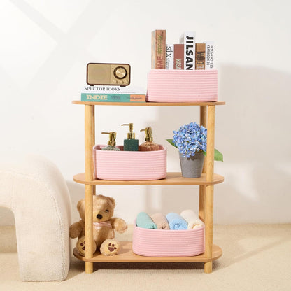 MiniArk Small Storage Baskets for Organizing | Closet Organizer Bins | Shelf Toy Basket | Woven Rope Baskets | Cube Decorative Box | Shallow Basket | L11.5xW7.5xH4.7| Brown