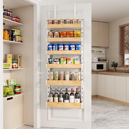 8-Tier Over The Door Pantry Organizer, Heavy-Duty Metal Wall Mount or Hanging Spice Rack, behind the door storage Shelves with Adjustable Basket, Back of Door Organizer for Kitchen Cabinet and Closet