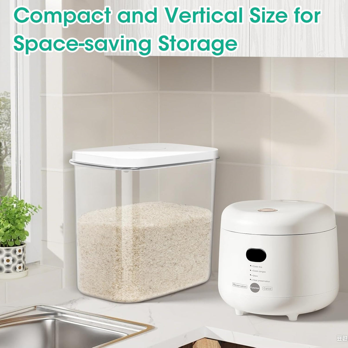 TBMax Rice Flour Storage Container with Automatic Flip-up Lid 25 Lbs | 12.68 Qt, Tall and Narrow Food Storage Flour Bin for Kitchen Pantry Organization, Pet Dog Cat Food Storage Container