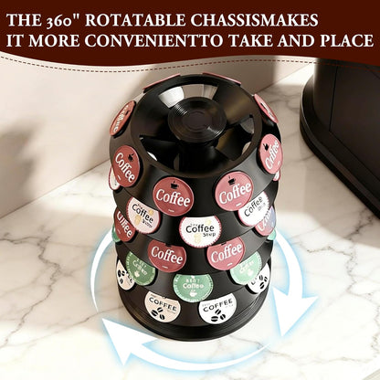 CEHNCEH K Cup Holder, Coffee Pods Holder Storage Organizer Stand Carousel Compatible with 40 Keurig K-Cup Pods, Home or Office Kitchen Counter (Black)