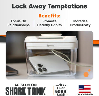 Kitchen Safe Time Locking Container, Phone Jail, Medication Lock Box, Break Bad Habits, Quit Smoking, Stop Snacking, Gaming Addiction, Family Time (XL, White Lid + 12.3” White Base)
