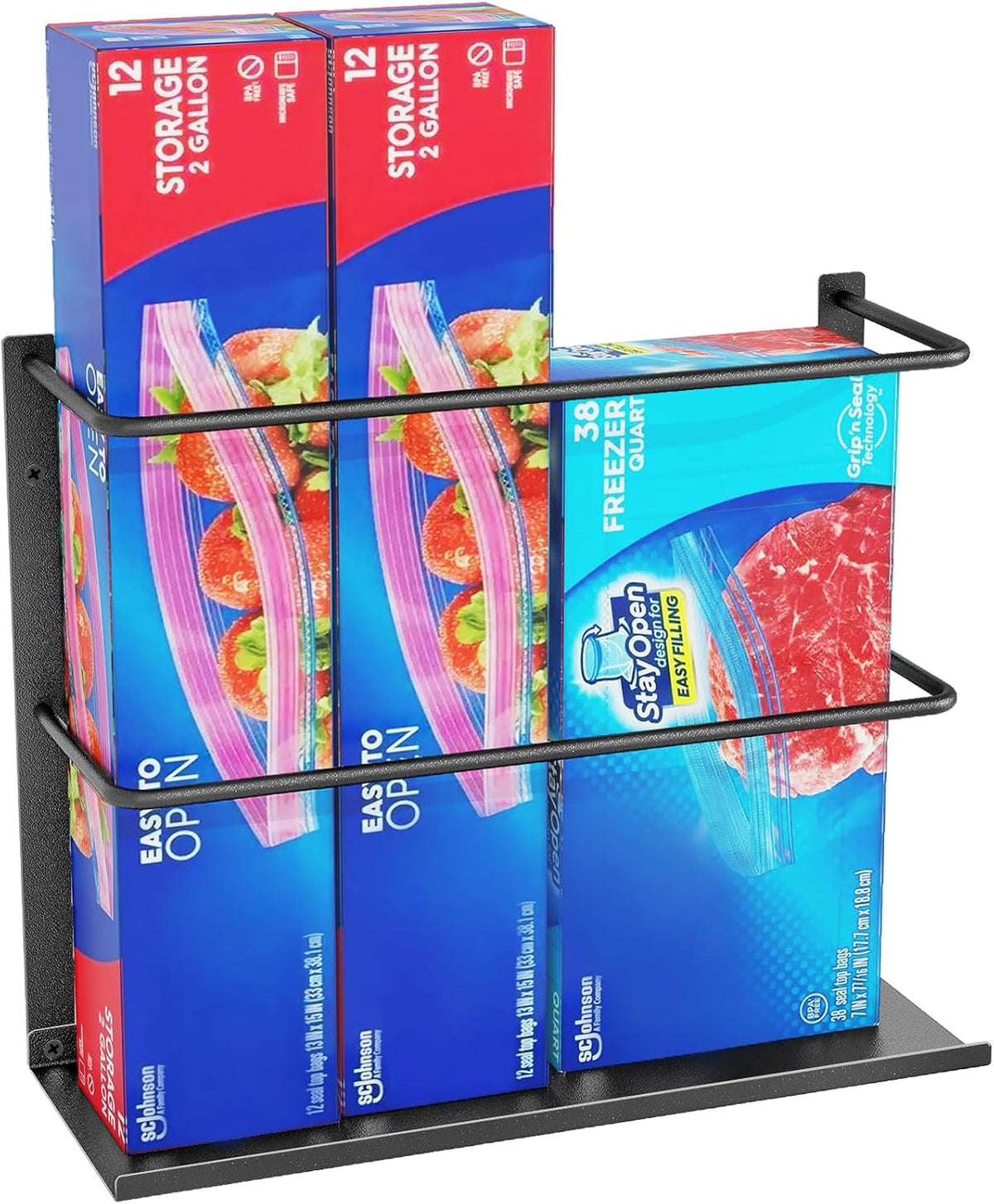 Gypie Kitchen Wrap Organizer Door Mount, Aluminum Foil Holder Cabinet Door Organizer Cabinet Storage Basket for Kitchen Wrap/Food Bag Storage, Black