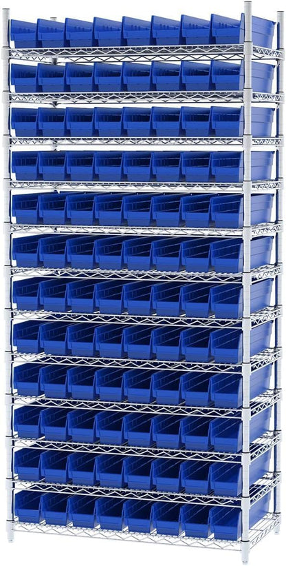 Akro-Mils 30128 Plastic Shelf Bins, Heavy Duty Storage Bins for Garage, Closet, and Drawer Organization, 18-Inch x 4-Inch x 4-Inch, Clear, 12-Pack