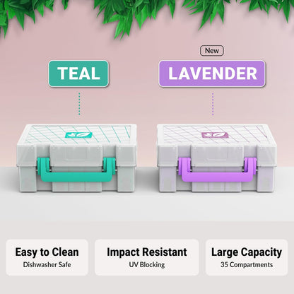 GPG2 Essential Oil Organizer for 35 Bottles, Hard Shell Storage Case with Shelf Display Lid & Travel Handle, Fits 5ml/10ml/15ml, Roller Bottles, Compatible with Top Brands, Teal
