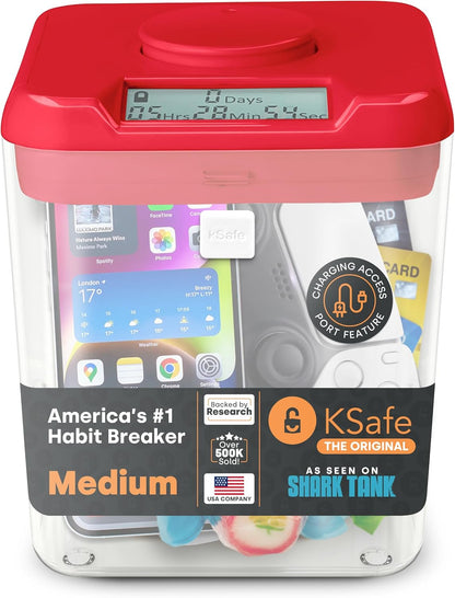 Kitchen Safe Time Locking Container, Phone Jail, Medication Lock Box, Break Bad Habits, Quit Smoking, Stop Snacking, Gaming Addiction, Family Time (XL, White Lid + 12.3” White Base)