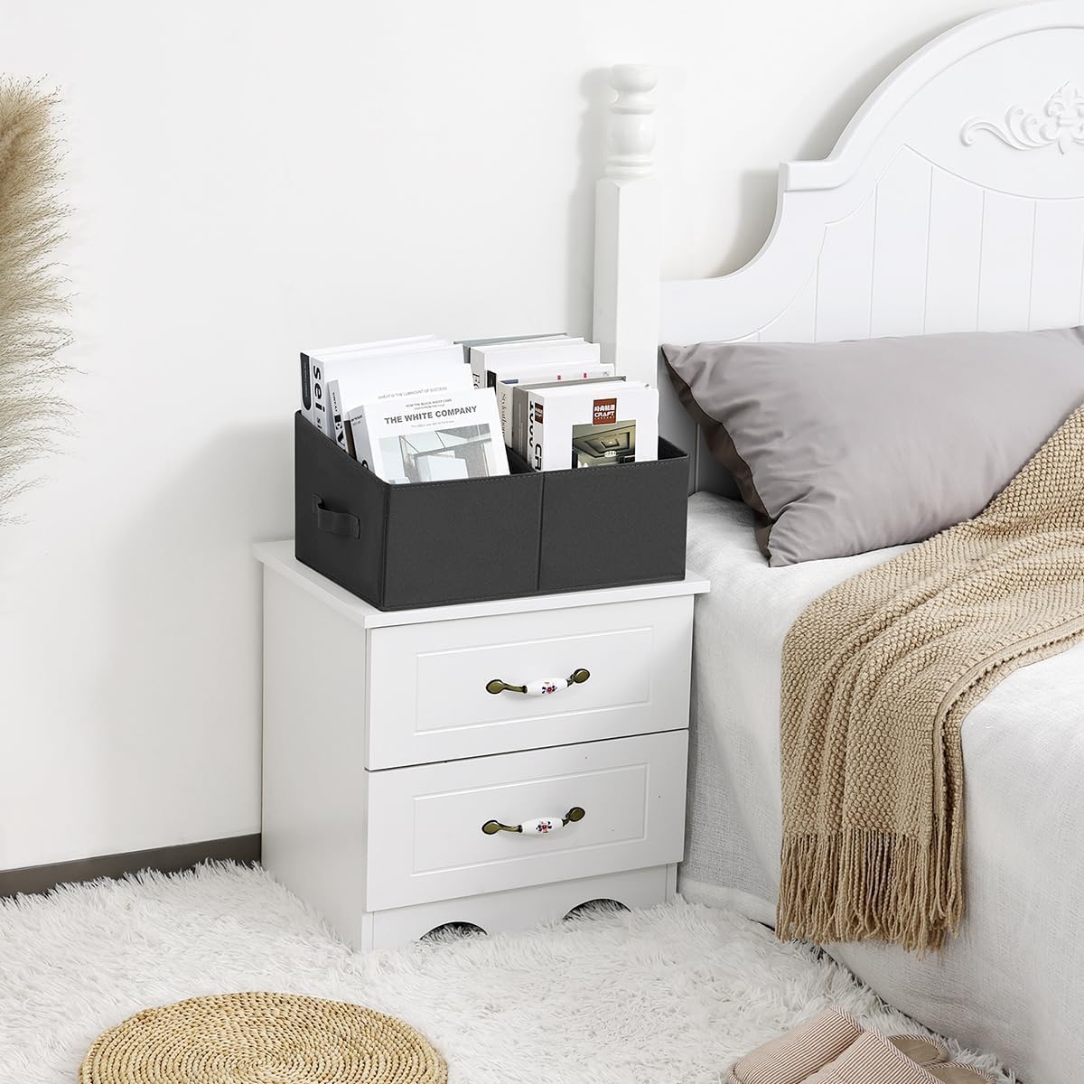DIMJ Closet Storage Bins - Fabric Storage Baskets for Shelves, Collapsible Closet Organizers and Storage with Handles, Trapezoid Shelf Organization Storage Cubes for Purse, Toys, Books, Towel, Socks