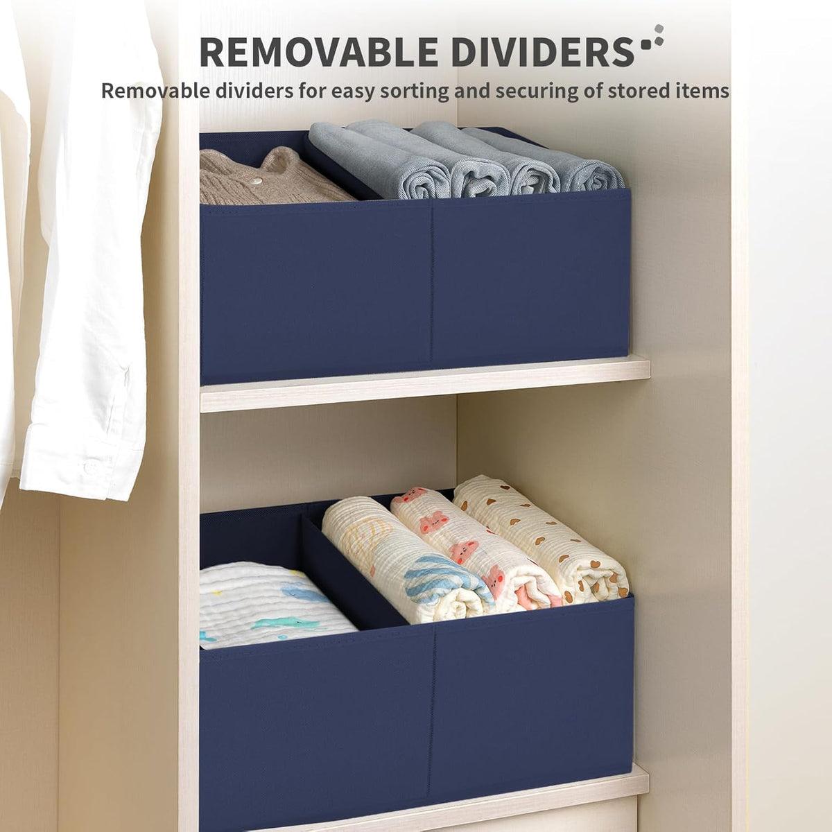 DIMJ Closet Storage Bins - Fabric Storage Baskets for Shelves, Collapsible Closet Organizers and Storage with Handles, Trapezoid Shelf Organization Storage Cubes for Purse, Toys, Books, Towel, Socks