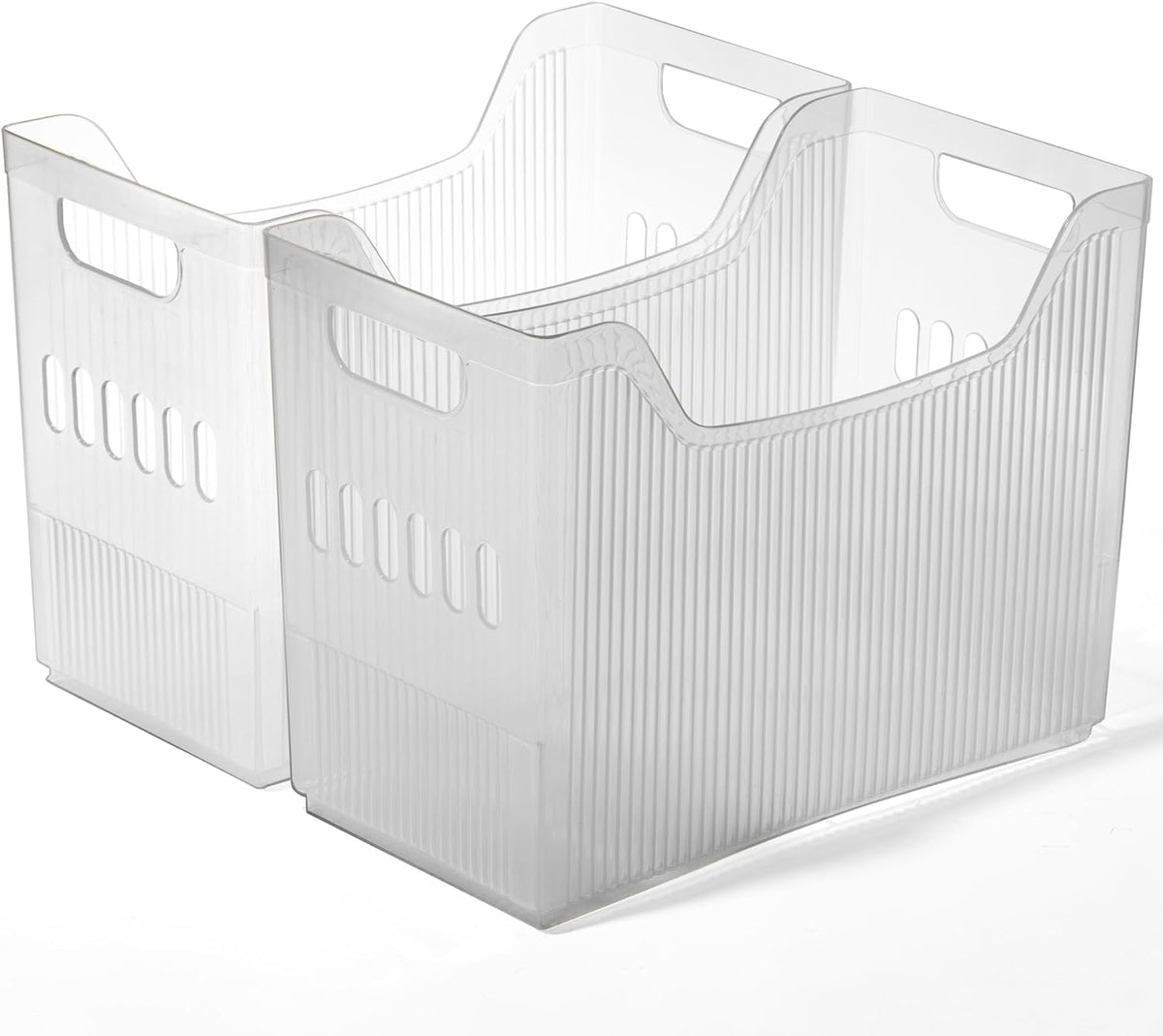 BINO | Plastic Storage Bins, Narrow - 2 Pack | THE CANYON COLLECTION | Clear Storage Bins for Organization | Clear Containers for Pantry | Fridge & Freezer Organizer Bin | Cabinet & Pantry Organizers