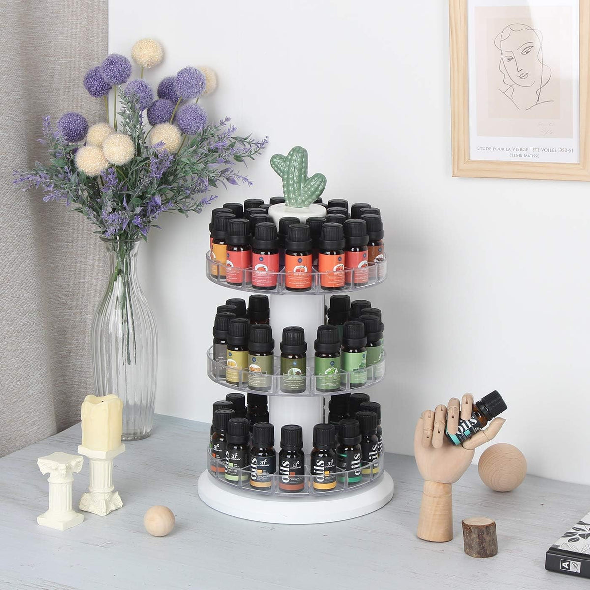 J JACKCUBE DESIGN Rotating Essential Oil Display Stand Spinning Rack for 75 Bottles(up to 120) Organizer 5 Tier Storage Holder -MK505A (5 Tier)
