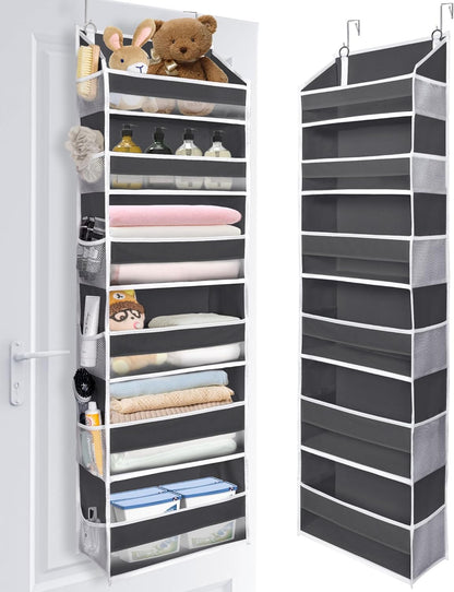 ULG Over The Door Organizer with 6 Large Pockets 12 Side Pockets, 50lbs Weight Capacity Door Hanging Organizer for Bedroom, Bathroom, Pantry, Nursery Storage, Beige
