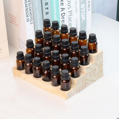 Essential Oil Display Stand 4 Tier Essential Oil Holder Solid Wood Essential Oil Rack for 24 Bottles Tabletop Display Holder Bottle Organizer for 5-20ml Bottles Display for Essential Oils