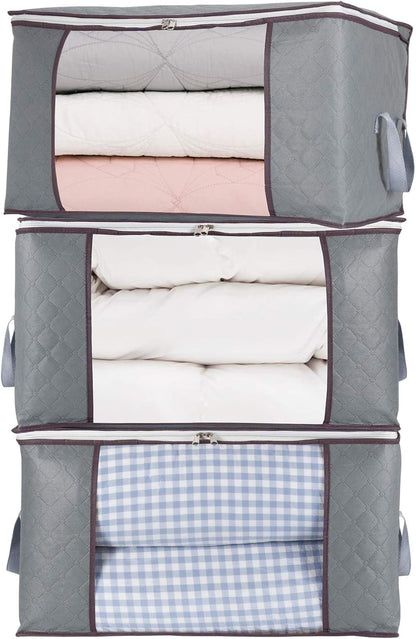 combocube Zippered Storage Bag for Closet King Comforter, pillow, quilt, bedding, Clothes, Blanket Organizers with Large Clear Window & Carry Handles Space Saver